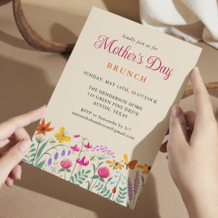 Blumen-Aquarell-Wildblumen-Muttertags-Brunch Einladung