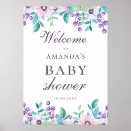 Blumen-Aquarellgarten Babydusche Begrüßung Poster
