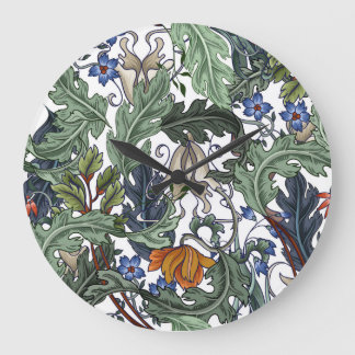 Blumen, Art Deco, modern, nahtlos. Große Wanduhr