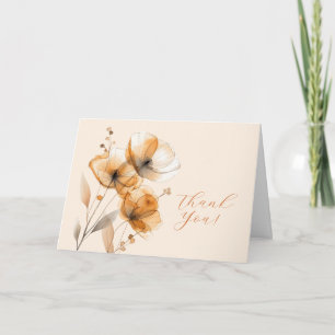 Blumen auf Creme, Ihr Logo, QR-Code, Firmenname #2 Dankeskarte