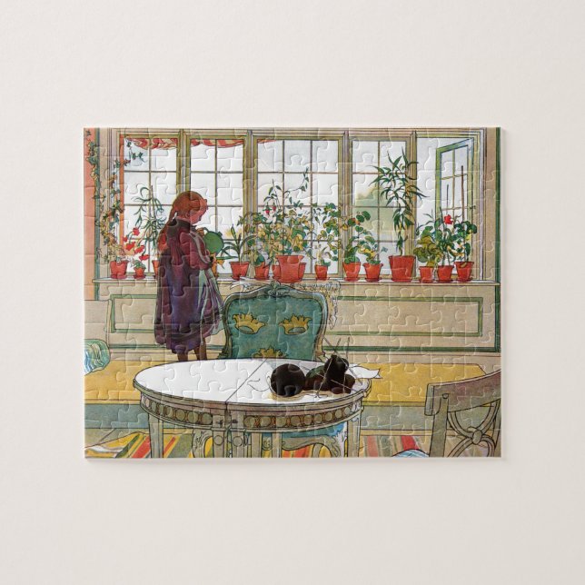 Blumen auf dem Windowsill durch Karl Larsson Puzzle (Horizontal)
