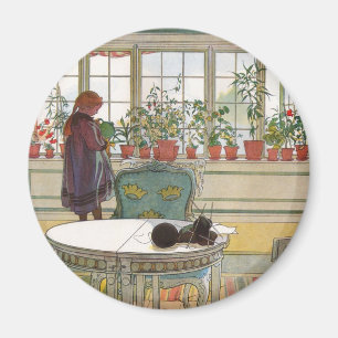 Blumen auf der Fensterbank von Carl Larsson Magnet