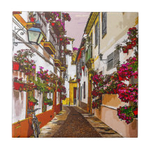 Blumen auf der Straße. Cordoba, Andalusien, Spanie