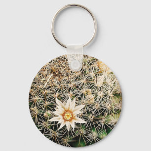 Blumen auf einem Kaktus Schlüsselanhänger