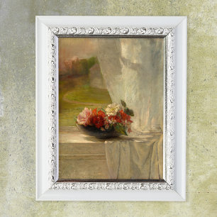 Blumen auf einer Fensterbank von John La Farge Poster