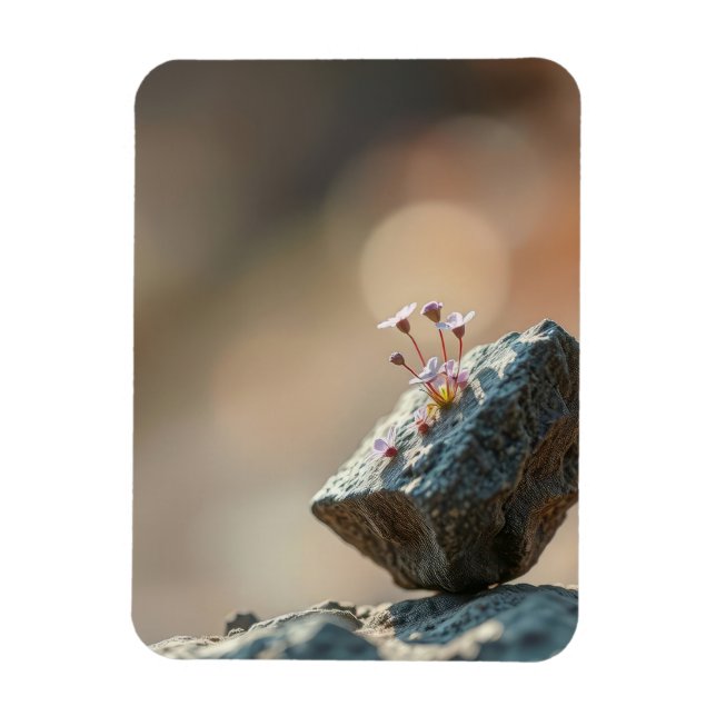 Blumen auf Fels Magnet (Vertikal)