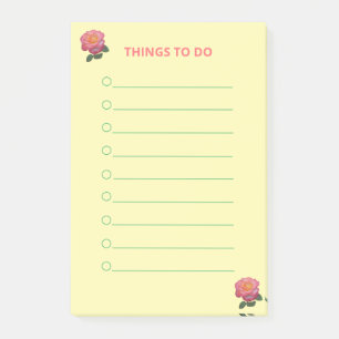 Blumen auf gelben Dingen zu tun Post-it Klebezettel