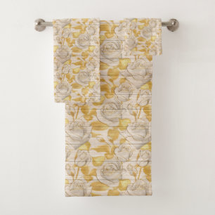 Blumen auf Holz Trendy Popular Elegante Vintag Badhandtuch Set