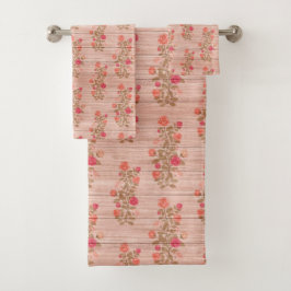 Blumen auf Holz Trendy Popular Elegante Vintag Badhandtuch Set