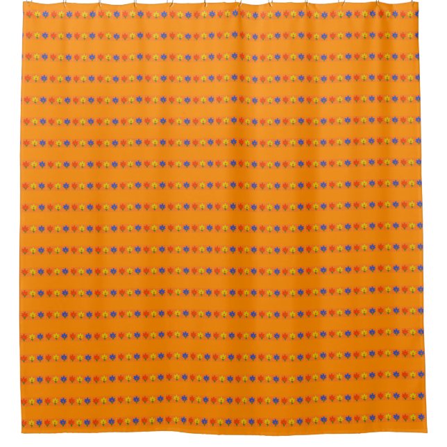 Blumen auf Orange Duschvorhang (Vorderseite)