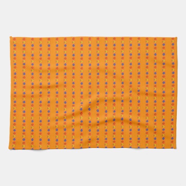 Blumen auf Orange Geschirrtuch (Horizontal)