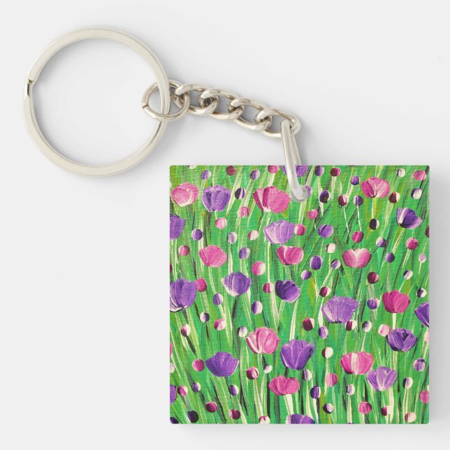 Blumen auf Parade Schlüsselanhänger (Vorderseite)