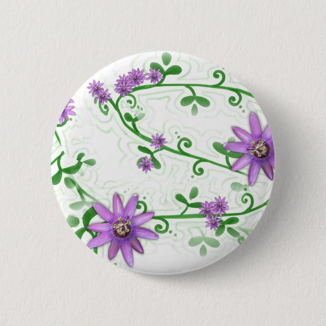 Blumen auf Rebe-Knopf Button (Vorderseite)