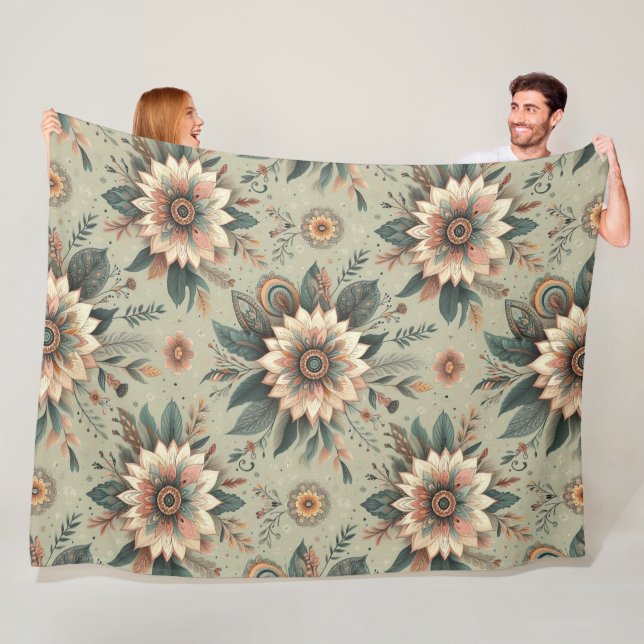Blumen auf Salbei Fleecedecke (Beispiel)