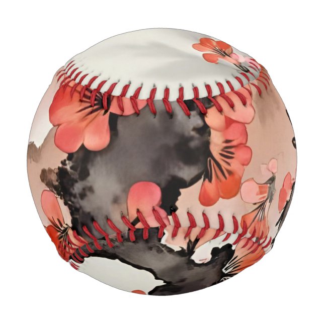Blumen auf Schwarz Baseball (Vorderseite)
