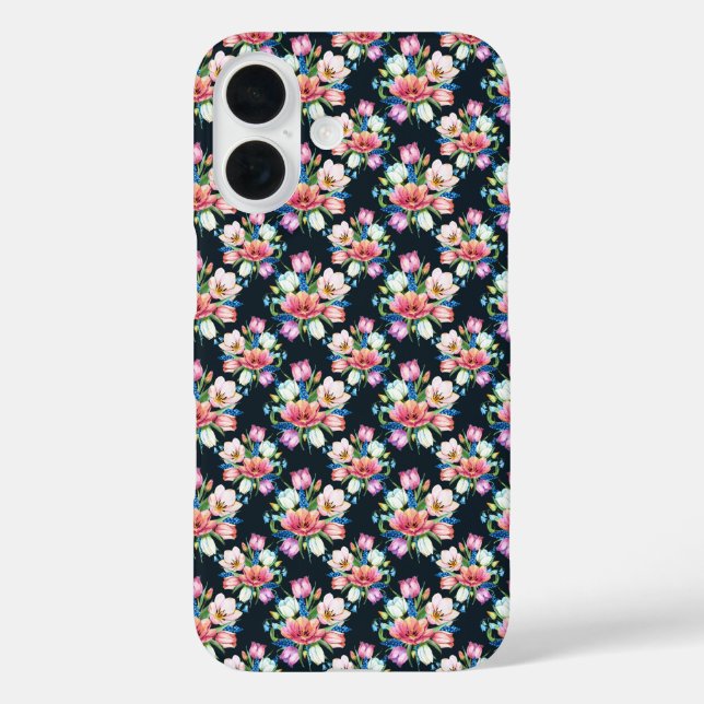 Blumen auf Schwarz Case-Mate iPhone Hülle (Rückseite)