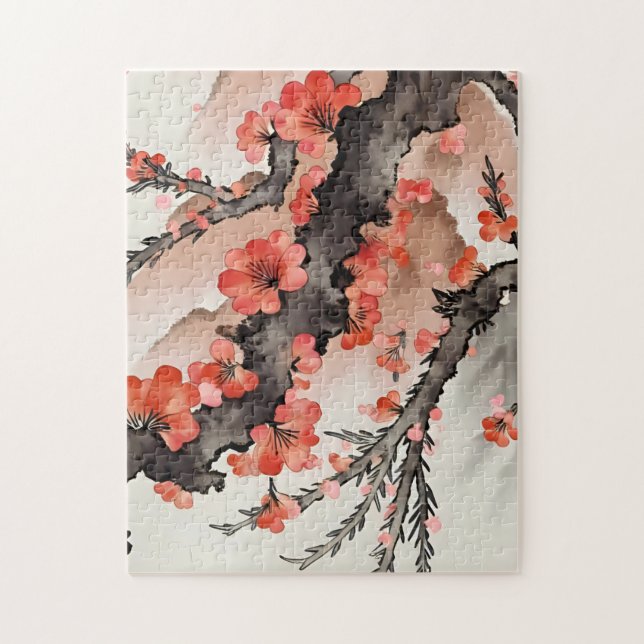Blumen auf Schwarz Puzzle (Vertikal)