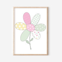 Blumen auf weißem Hintergrund Quilt-Kunst-Druck-Se
