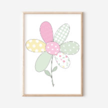 Blumen auf weißem Hintergrund Quilt-Kunst-Druck-Se