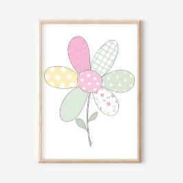 Blumen auf weißem Hintergrund Quilt-Kunst-Druck-Se Poster