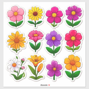 Blumen-Aufkleber für Kinder & Basteln Farbige Blum Aufkleber