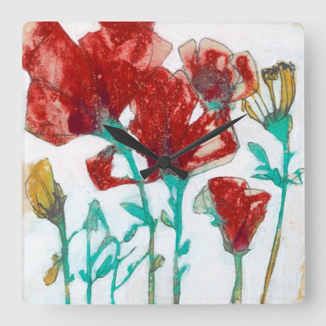 Blumen-Ausdruck II Quadratische Wanduhr (Vorderseite)