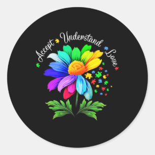 Blumen-Autismus-Bewusstsein Gänseblümchen-Blume Fü Runder Aufkleber