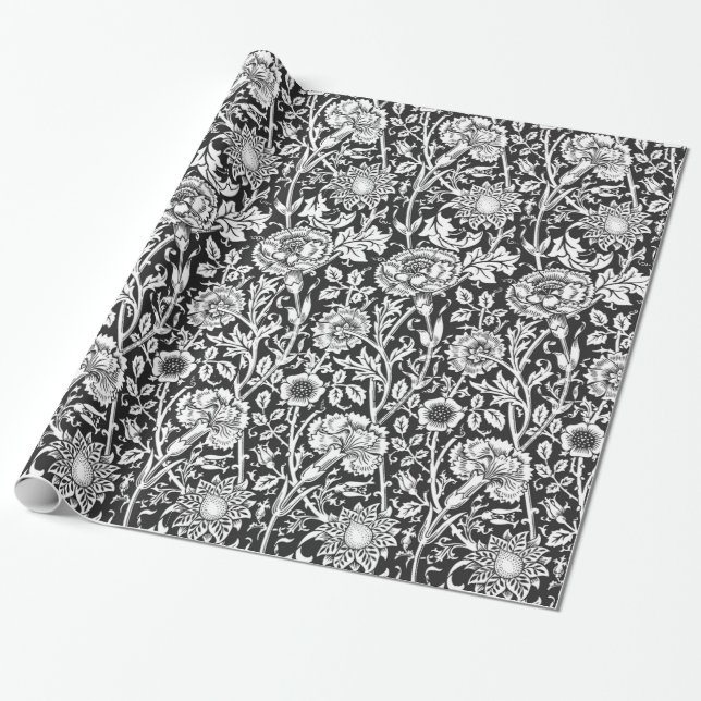 Blumen-B&W Packpapier (Ungerollt)