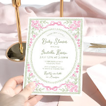 Blumen-Baby-Party Rosa und Grün 