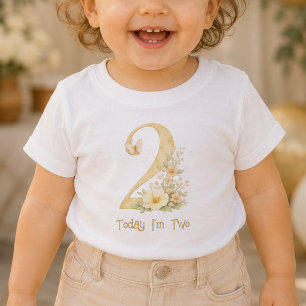 Blumen-Beige Zweiter Geburtstag Baby-T-Shirt Baby T-shirt