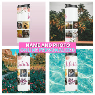 Blumen Bestes-Mama-aller-Zeiten Mutter-Fotocollage Thermosbecher