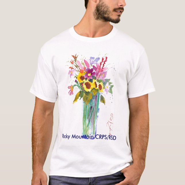 Blumen-Bild, felsiger Berg CRPS/RSD T-Shirt (Vorderseite)