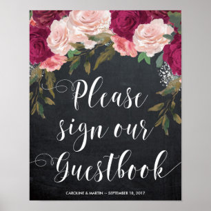 Blumen bitte unterschreiben Sie unser Gästebuch-Sc Poster