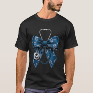 Blumen Blau Kokette Schleife Krankenschwester Stet T-Shirt