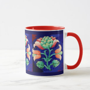 BLUMEN, blau pink grün Tasse