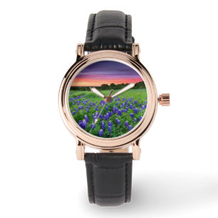 Blumen   Bluebonnets bei Sunset Texas Armbanduhr