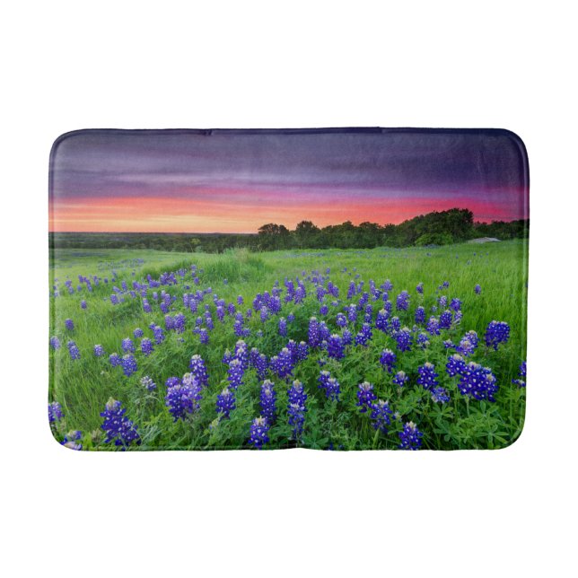 Blumen | Bluebonnets bei Sunset Texas Badematte (Vorderseite)