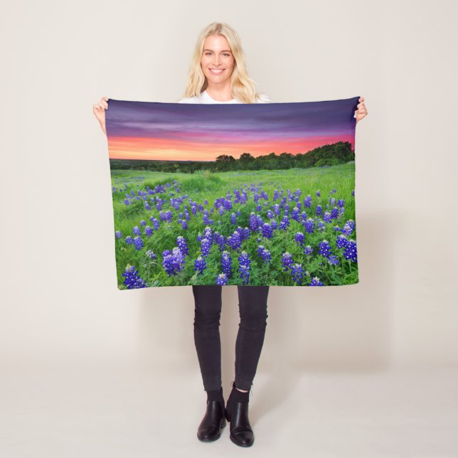 Blumen | Bluebonnets bei Sunset Texas Fleecedecke (Beispiel)