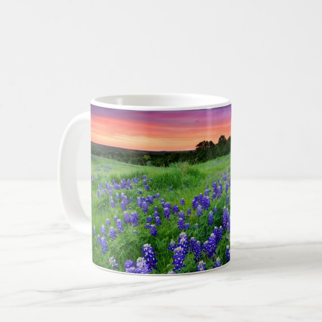 Blumen | Bluebonnets bei Sunset Texas Kaffeetasse (Vorderseite Links)