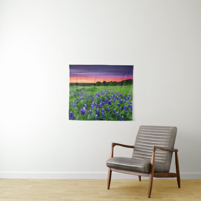 Blumen | Bluebonnets bei Sunset Texas Wandteppich (Beispiel (Horizontal))