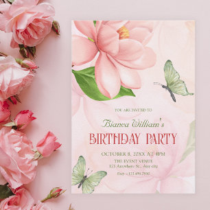 Blumen blühen Schmetterlinge Geburtstag Einladung