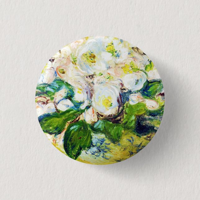 Blumen-Blumenfarbe WeihnachtsRosen-Claudes Monet Button (Vorderseite)