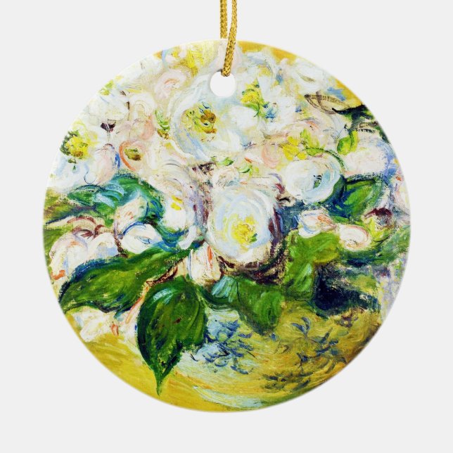 Blumen-Blumenfarbe WeihnachtsRosen-Claudes Monet Keramikornament (Vorne)