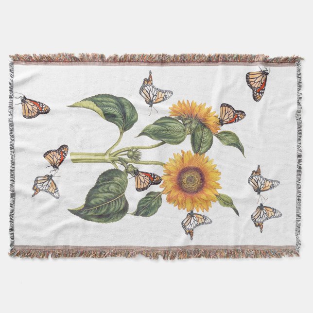 Blumen-Blumensonnenblume-Schmetterlingethrow-Decke Decke (Vorderseite)