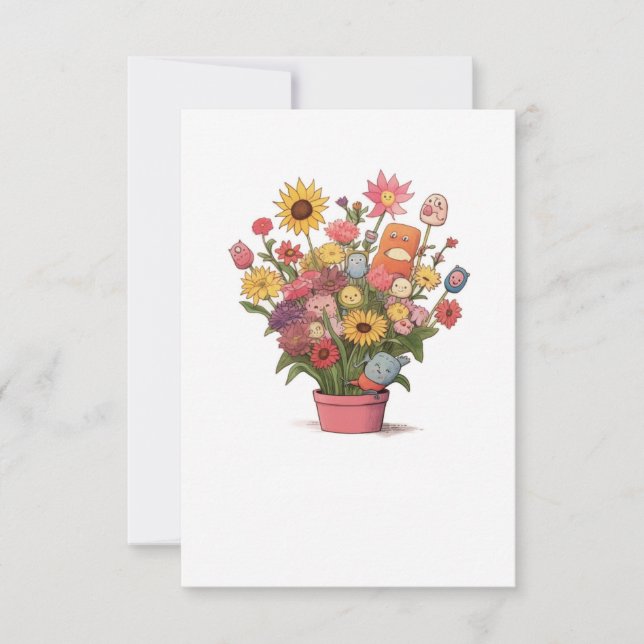 Blumen, Blumenstrauß, Blumenkübel Dankeskarte (Vorderseite)