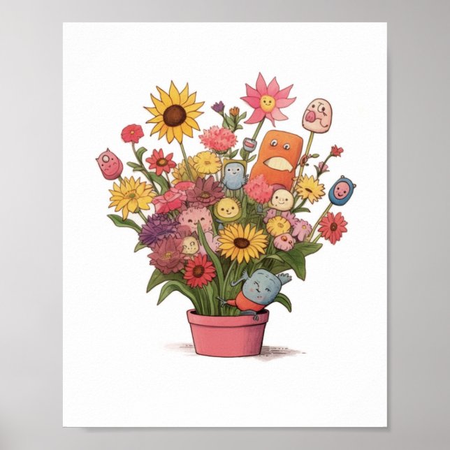 Blumen, Blumenstrauß, Blumenkübel Poster (Vorne)