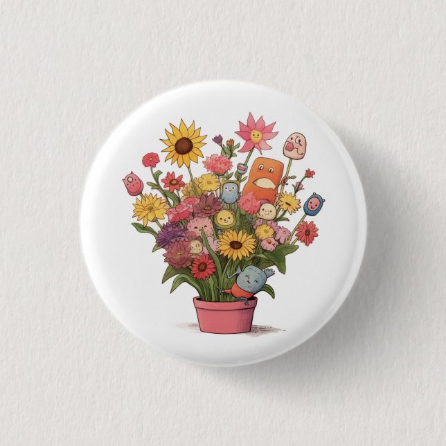 Blumen, Blumenstrauß, Blumentopf Button (Vorderseite)