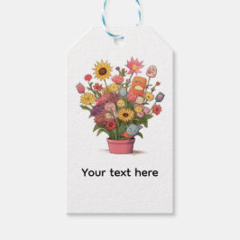 Blumen, Blumenstrauß, Blumentopf Geschenkanhänger