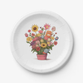 Blumen, Blumenstrauß, Blumentopf Pappteller