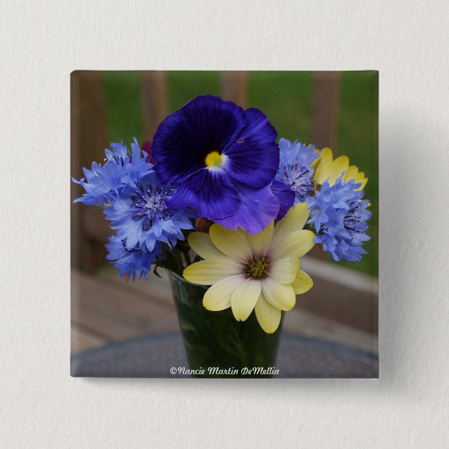 Blumen-Blumenstrauß-Knopf Button (Vorderseite)